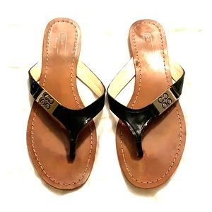 Coach Black Patent Leather Flip Flops Size 8